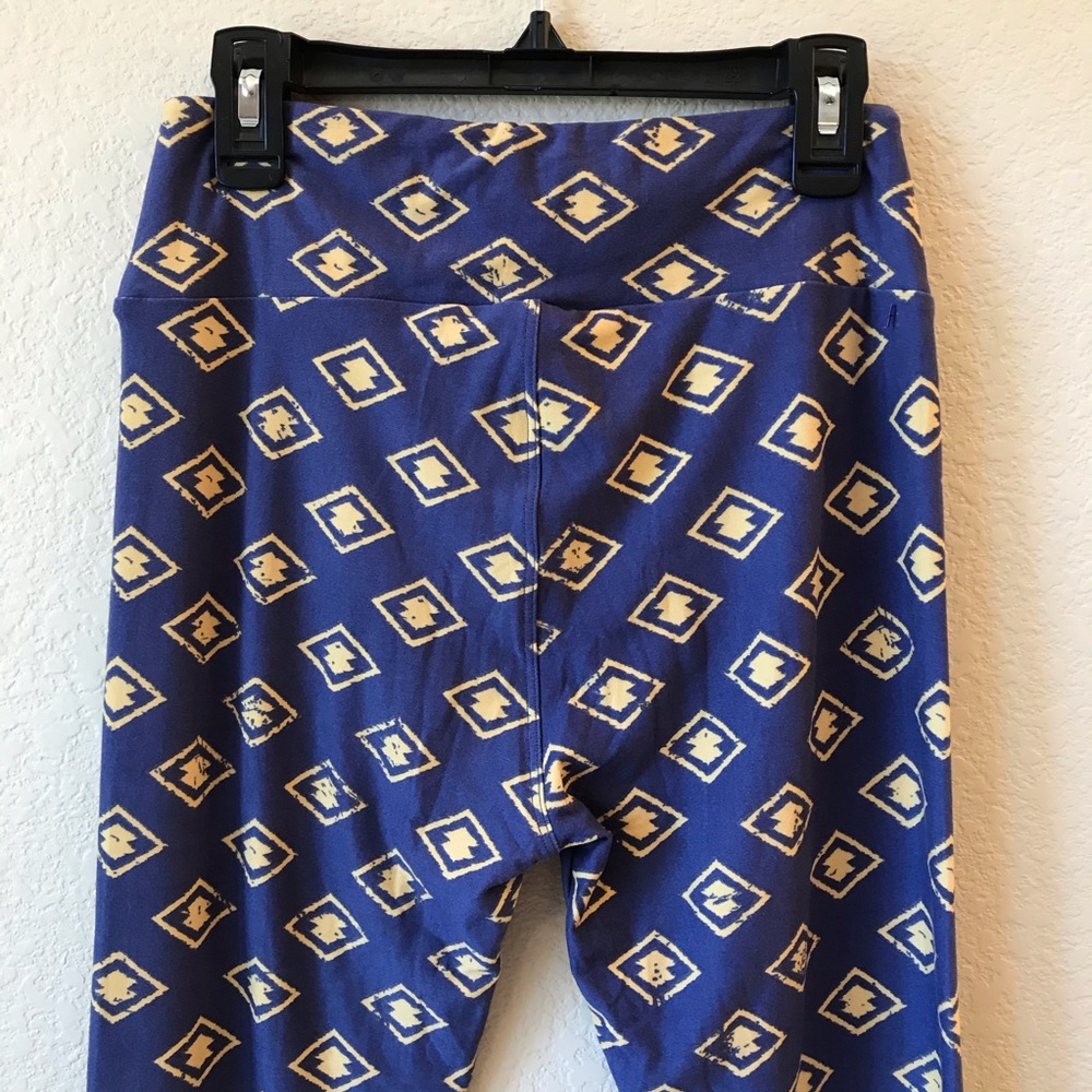Lularoe Leggings Tights OS Small Medium Blue Yellow Whimsy Festival Pride - Picture 6 of 10